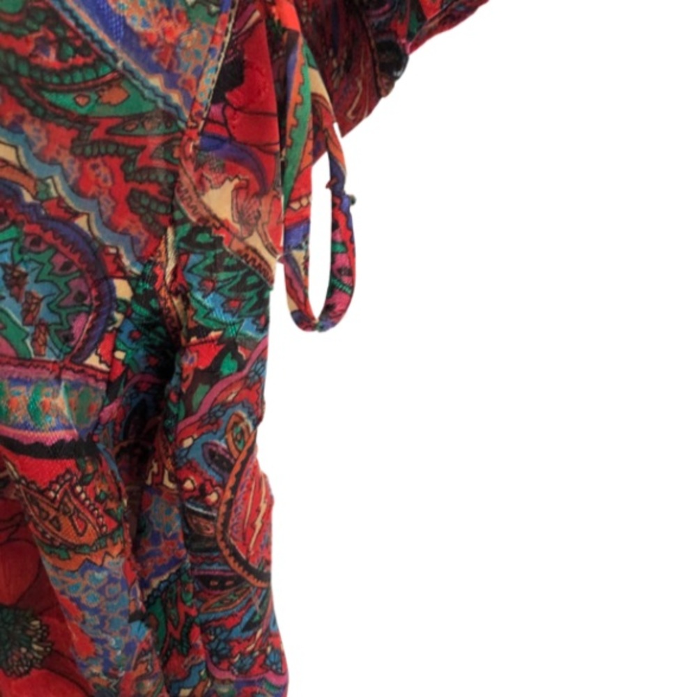 Vintage Red Sheer Floral Print Duster/Robe - Picture 7 of 8